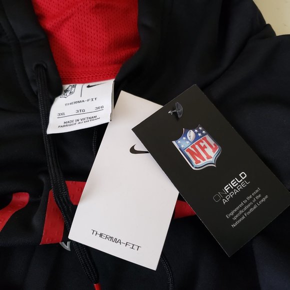 Nike Atlanta Falcons Therma Fit NFL Hoodie Sweatshirt Men's Size 3XL Black NWT - Picture 7 of 11